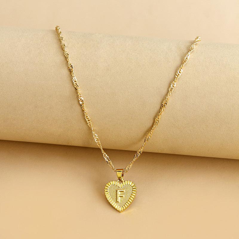 Gold Initial Heart Pendant Necklace - Amara