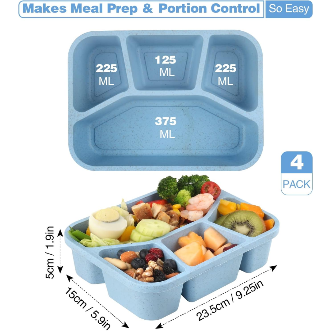 4-Pack Bento Snack Box – 4 Compartments-Multi Coloured-State of Style