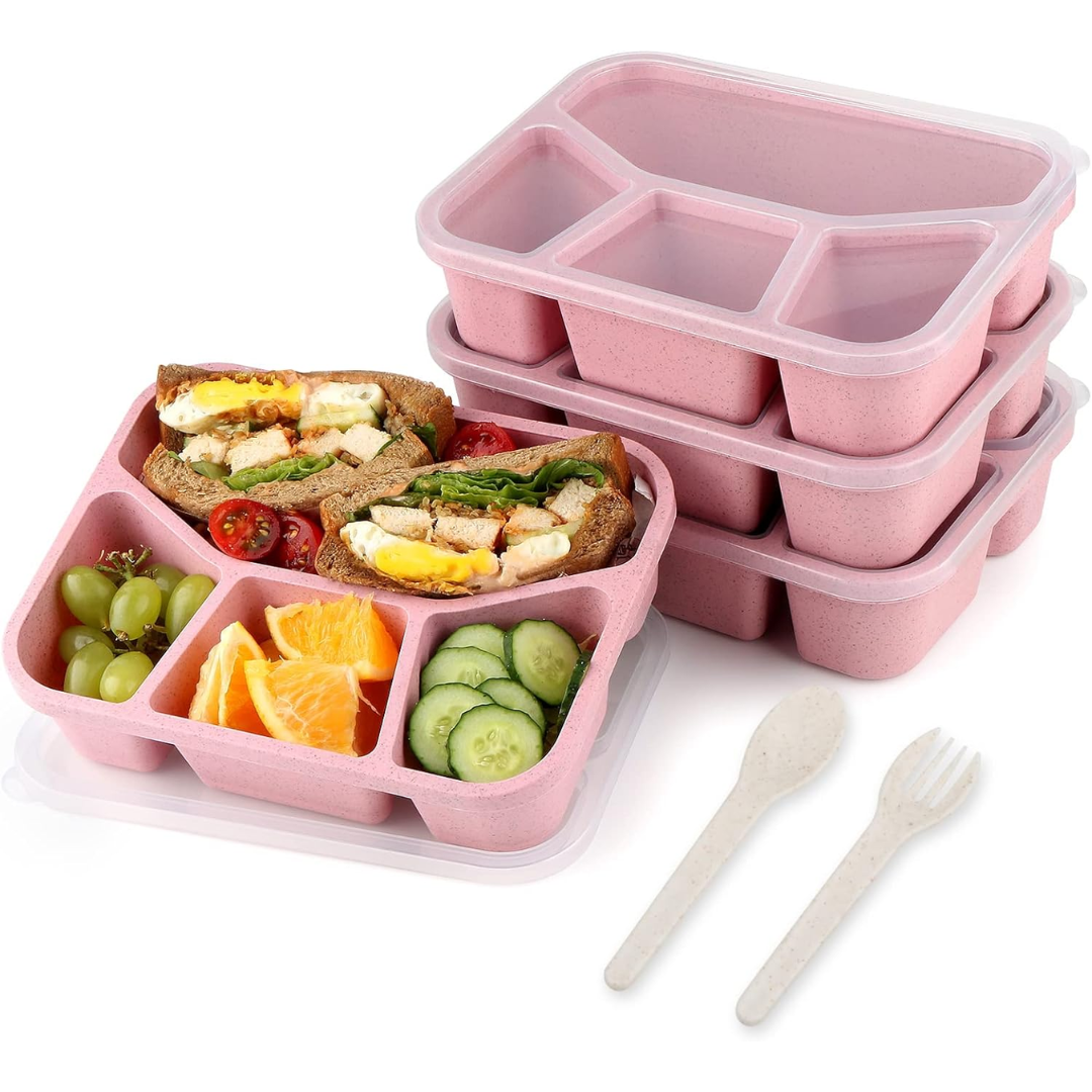 4-Pack Bento Snack Box – 4 Compartments-Pink-State of Style