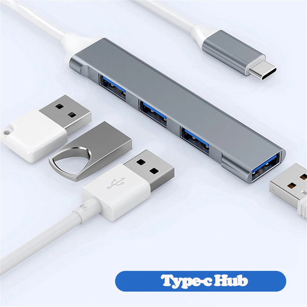 4-Port USB 3.0 & 2.0 Multiport Hub with Type-C Adapter – Buy 1, Get 1 Free-USB Grey-State of Style