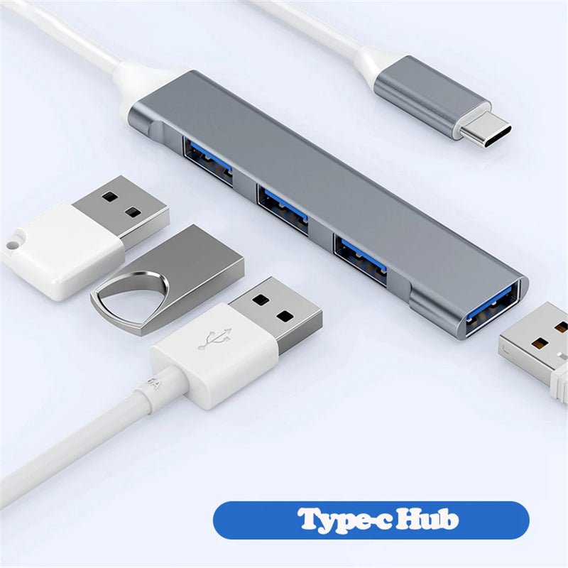 4-Port USB 3.0 & 2.0 Multiport Hub with Type-C Adapter – Buy 1, Get 1 Free-USB Grey-State of Style