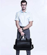Premium Cowhide Leather 15” Business Briefcase with Organiser Compartments