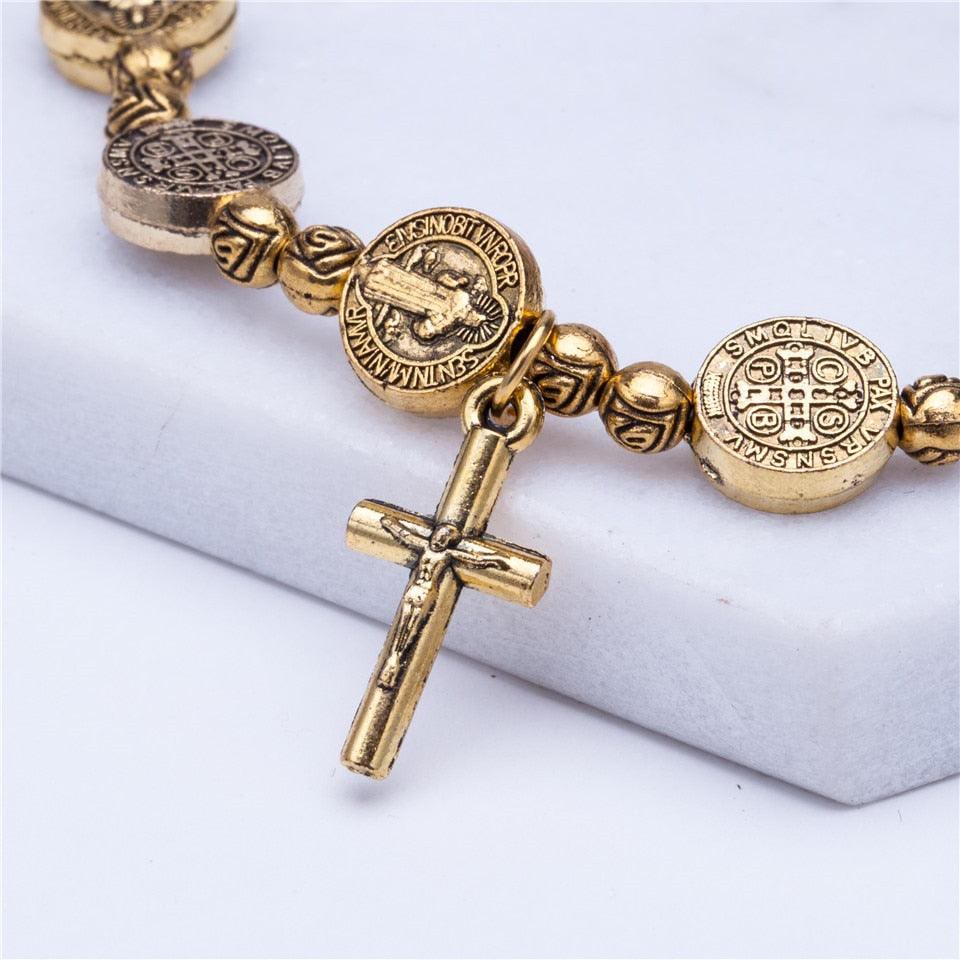 Gold and Silver Christian Cross Bracelet - Solana