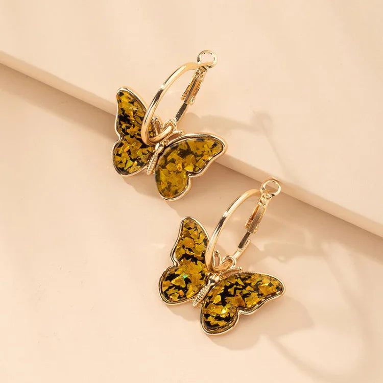 Gilded Butterfly Earrings with Acrylic Crystals – Mariposa