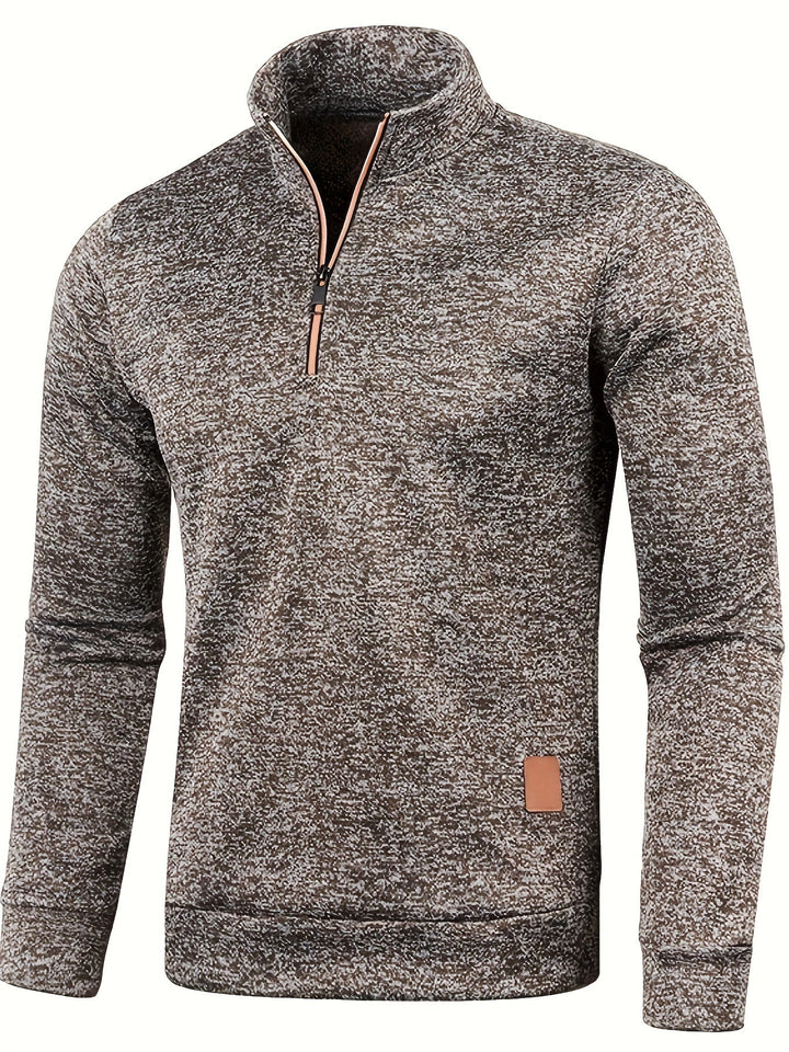 Men's pullover with neck zip for autumn & winter - Matteo