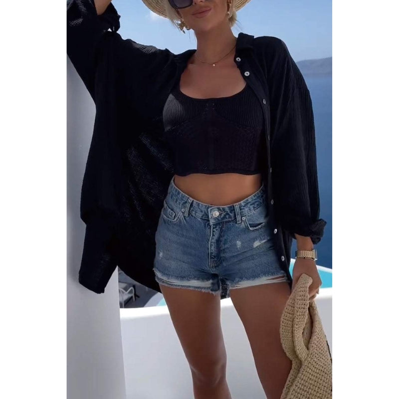 Linen Ladies Blouse with Button Closure – Marise