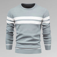 Men's striped knit pullover with round neckline – Fabio