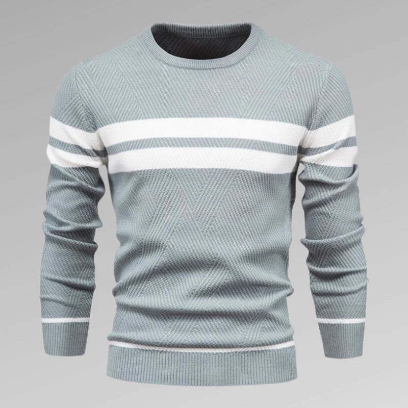 Men's striped knit pullover with round neckline – Fabio