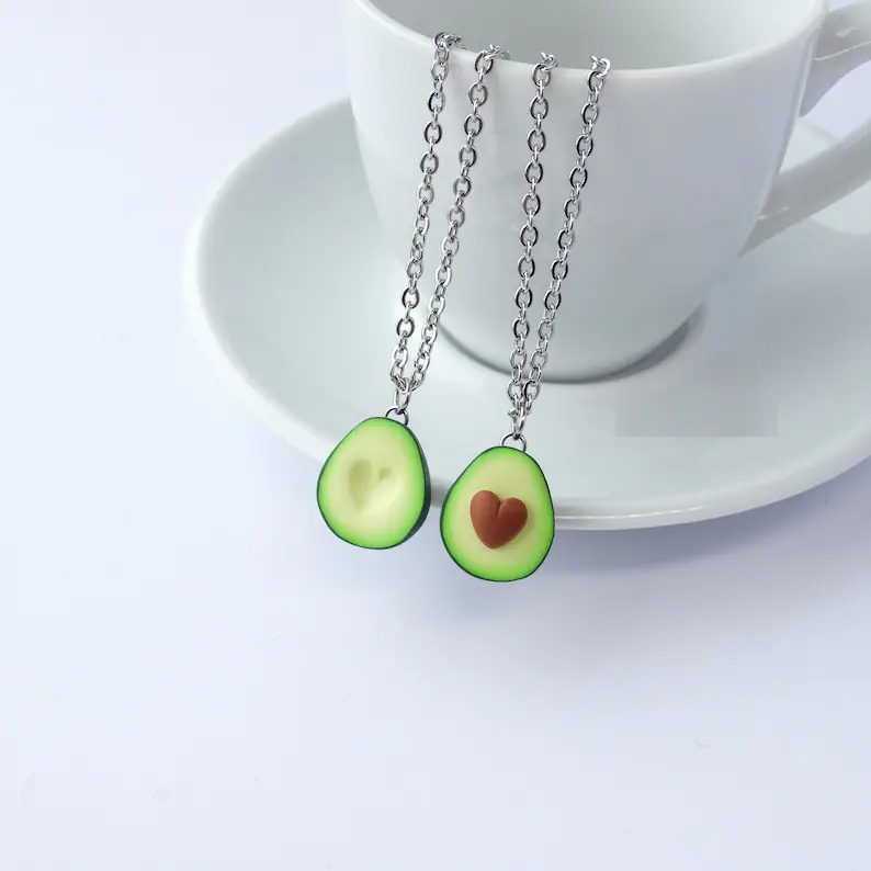 Avocado Heart Necklace | Sterling Silver Pendant | Cute Charm Jewellery