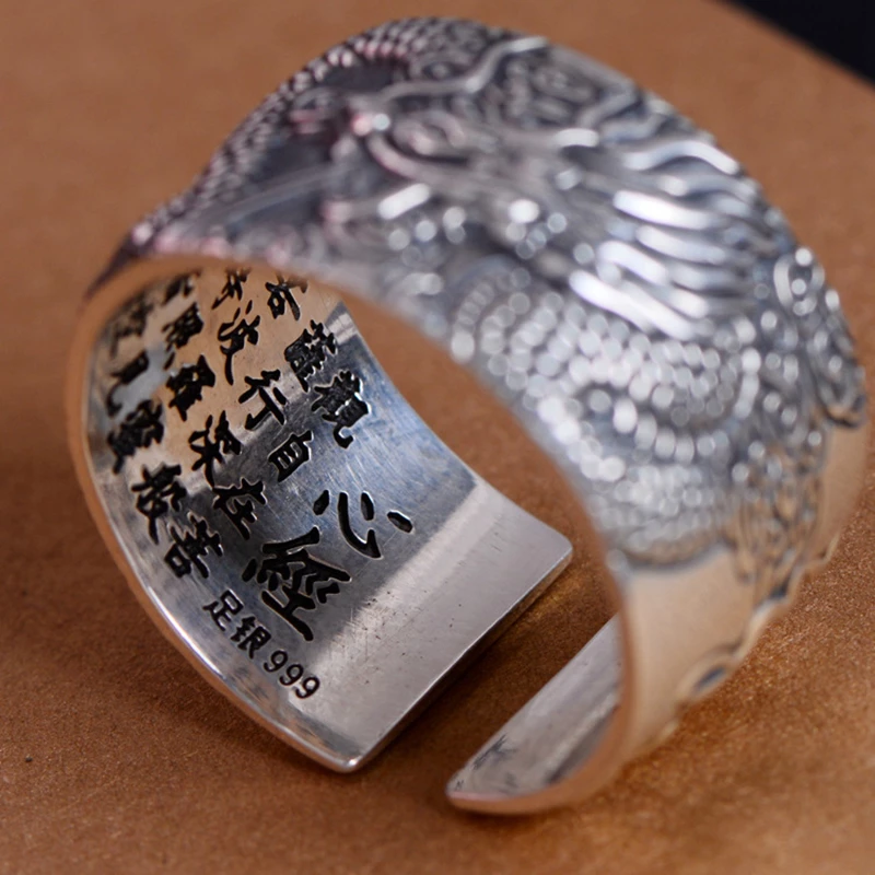 Silver Dragon Sutra Ring | Unique Statement Jewellery