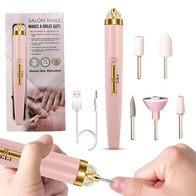 5-IN-1 ELECTRIC NAIL POLISHER – PORTABLE MANICURE TOOL WITH LIGHT-Pink-State of Style