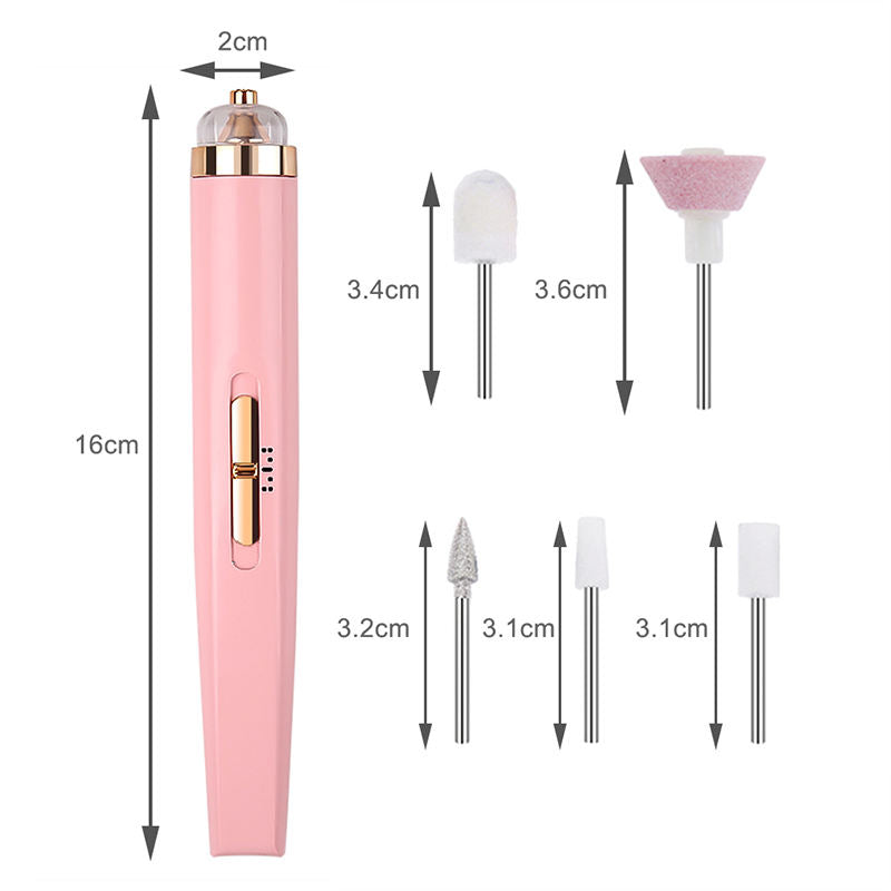 5-IN-1 ELECTRIC NAIL POLISHER – PORTABLE MANICURE TOOL WITH LIGHT-Pink-State of Style