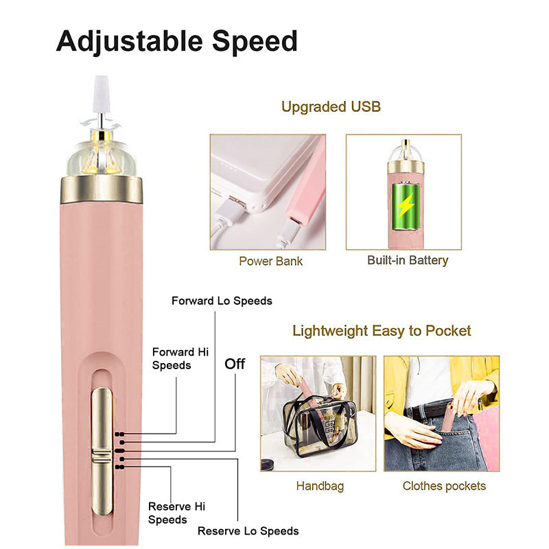 5-IN-1 ELECTRIC NAIL POLISHER – PORTABLE MANICURE TOOL WITH LIGHT-Pink-State of Style