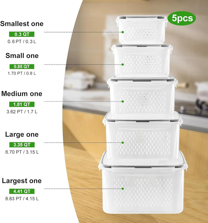 5-piece Large Food Storage Set - FreshKeeper-State of Style