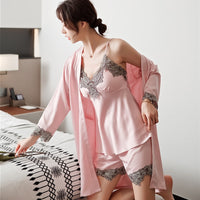 5-Piece Satin Sleep Set for Women with Lace – Amara-Black-XS-State of Style