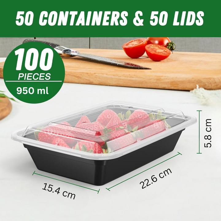 50-Pack Reusable Meal Prep Containers with Lid, Leakproof-700 ml-State of Style