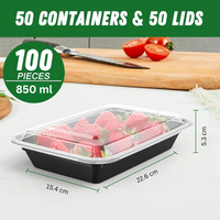 50-Pack Reusable Meal Prep Containers with Lid, Leakproof-700 ml-State of Style