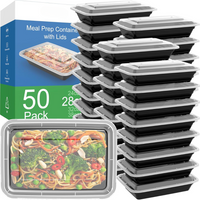 50-Pack Reusable Meal Prep Containers with Lid, Leakproof-850 ml-State of Style