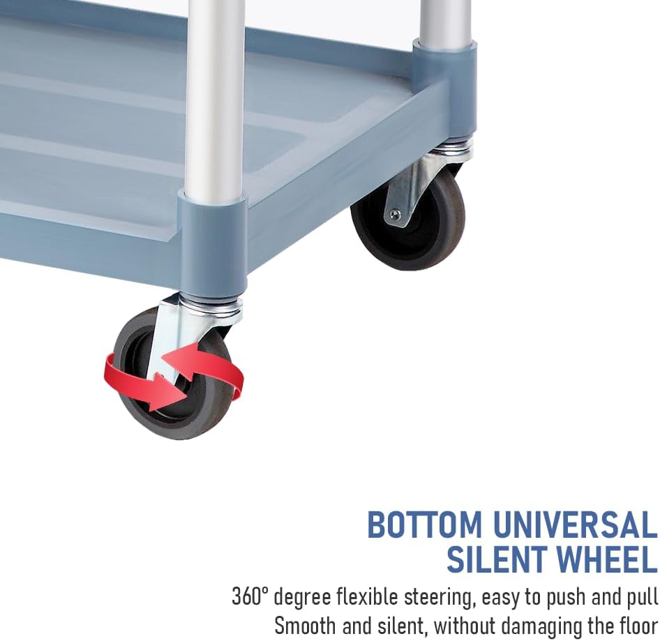 3 Tier Rolling Service Cart with Lockable Wheels – ServePro