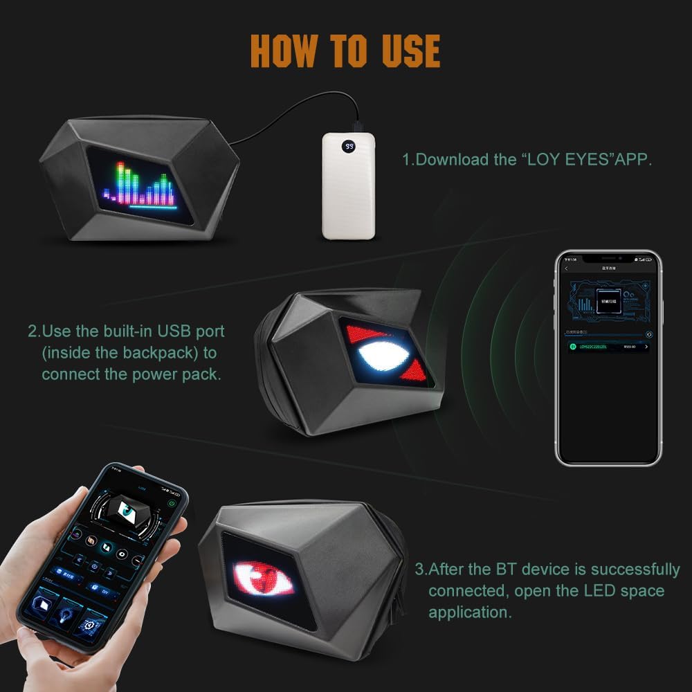 LED Motorcycle Crossbody Bag with Programmable Display – Nexora