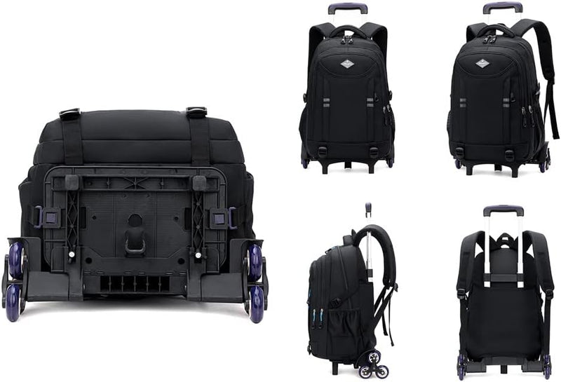 Multi-Pocket Rolling School Backpack for Boys – Convertible Trolley Bag