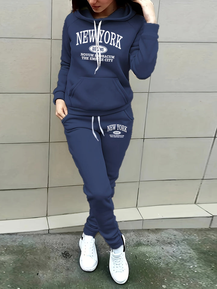 Two-Piece Hoodie Set with New York Print - Noelle