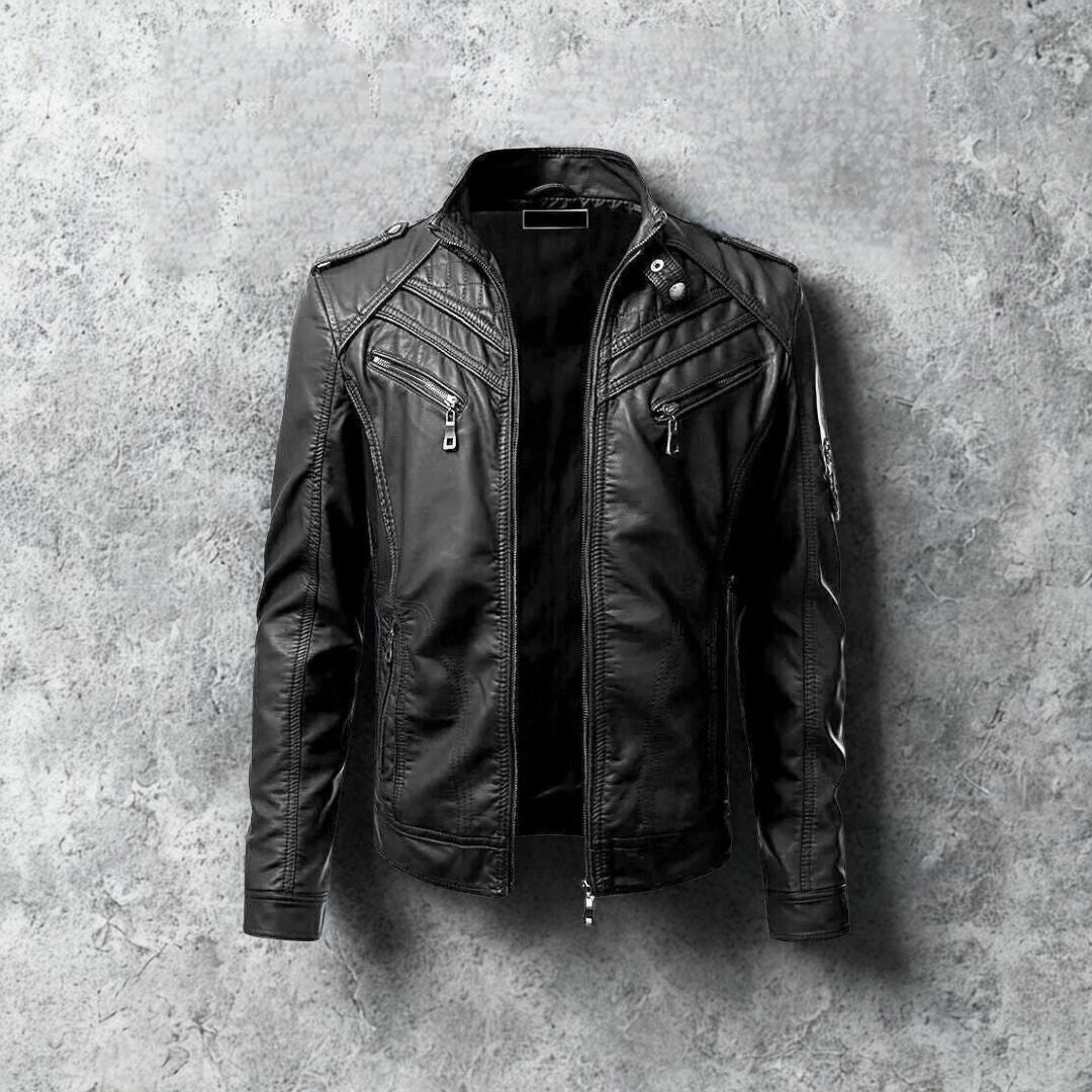Men's leather jacket with removable hood – Autumn edition Marcellus