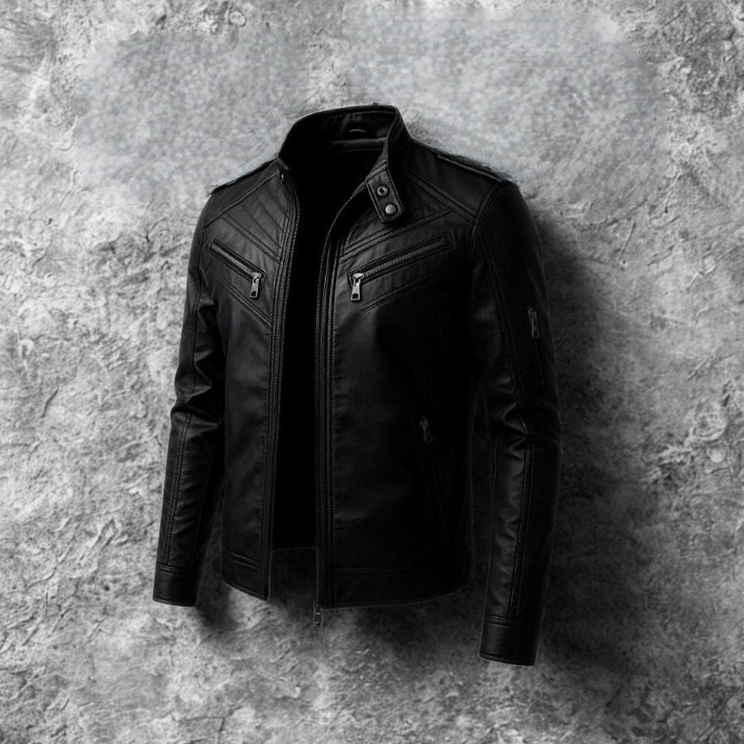 Men's leather jacket with removable hood – Autumn edition Marcellus