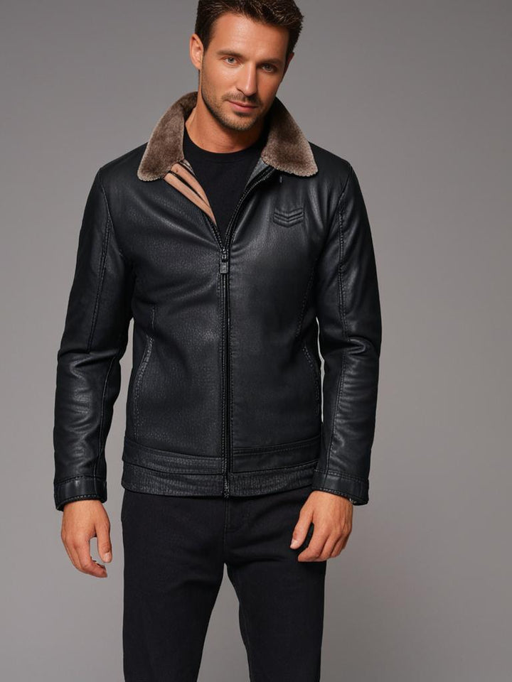 Men's leather jacket with thermal lining – Dario