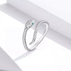 Platinum Reptile Ring | Green Zircon Spiral