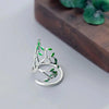 Adjustable Silver Ring | Green Leaf Design | Nature-Inspired Jewellery