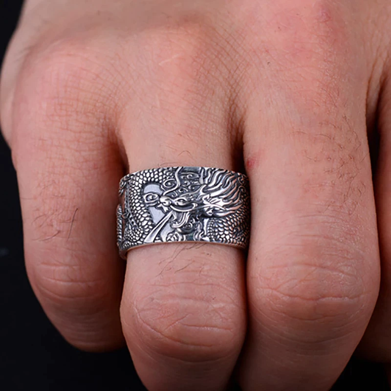 Silver Dragon Sutra Ring | Unique Statement Jewellery