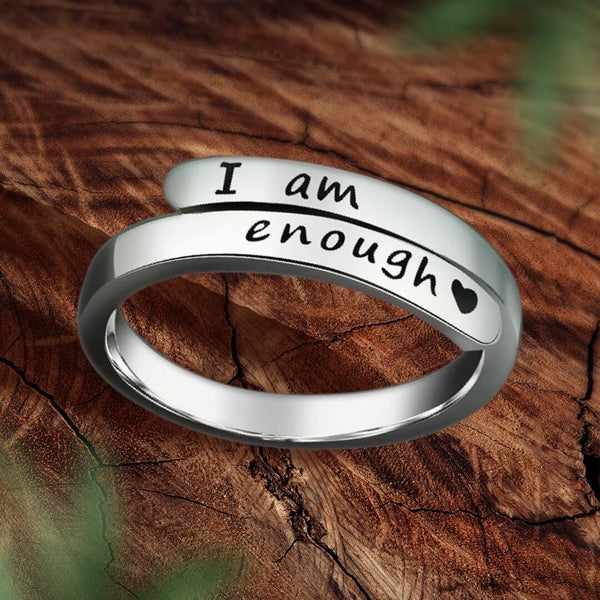 Inspirational Sterling Silver Ring | Engraved "I Am Enough"