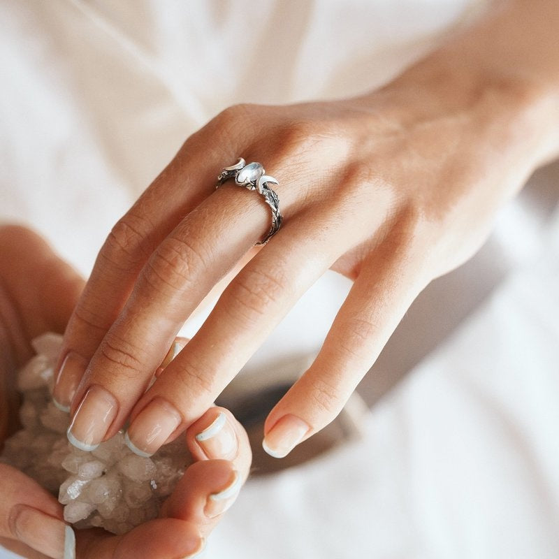 Stylish Moonstone Statement Ring - Iris