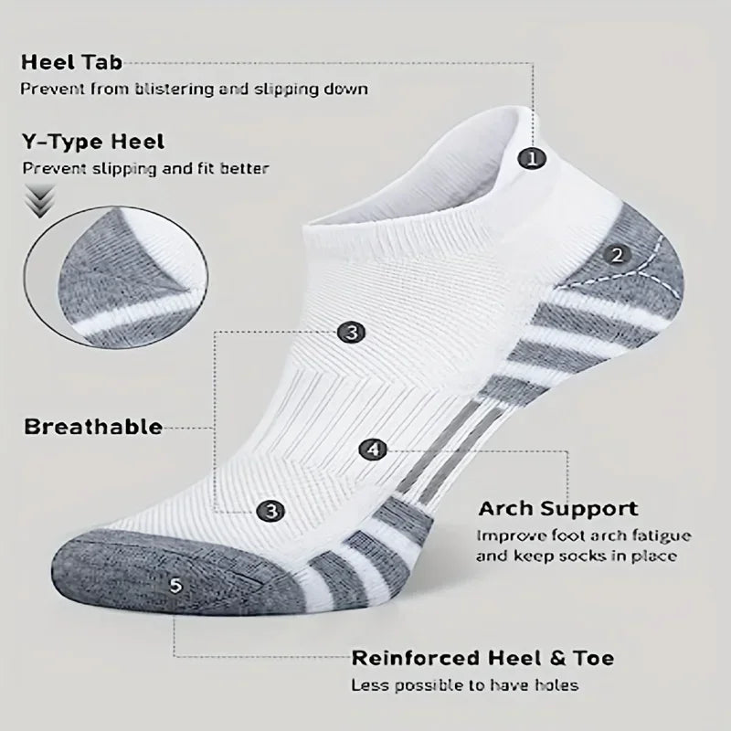6 Pairs of Breathable Ankle Socks - ActiveRun-Black-State of Style