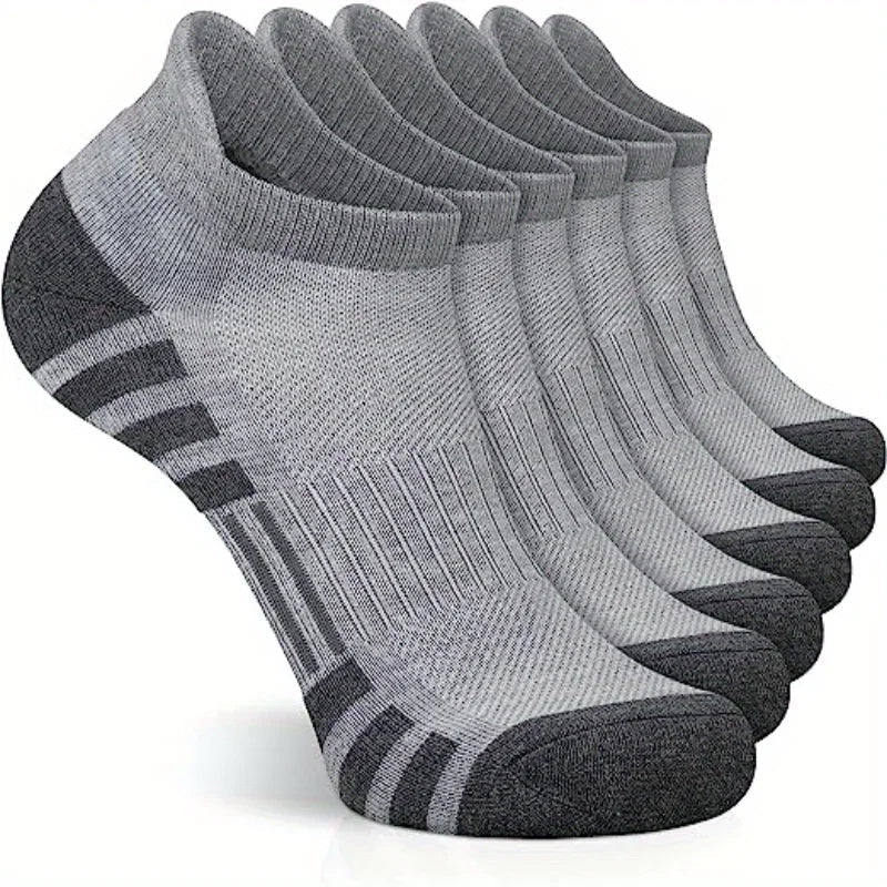 6 Pairs of Breathable Ankle Socks - ActiveRun-Grey-State of Style