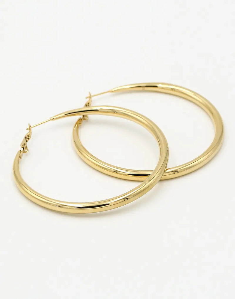 60mm Diameter Gold-Plated Hoop Earrings-State of Style