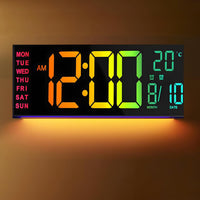 16-Inch RGB Digital Wall & Desk Alarm Clock with Remote – Lumeris