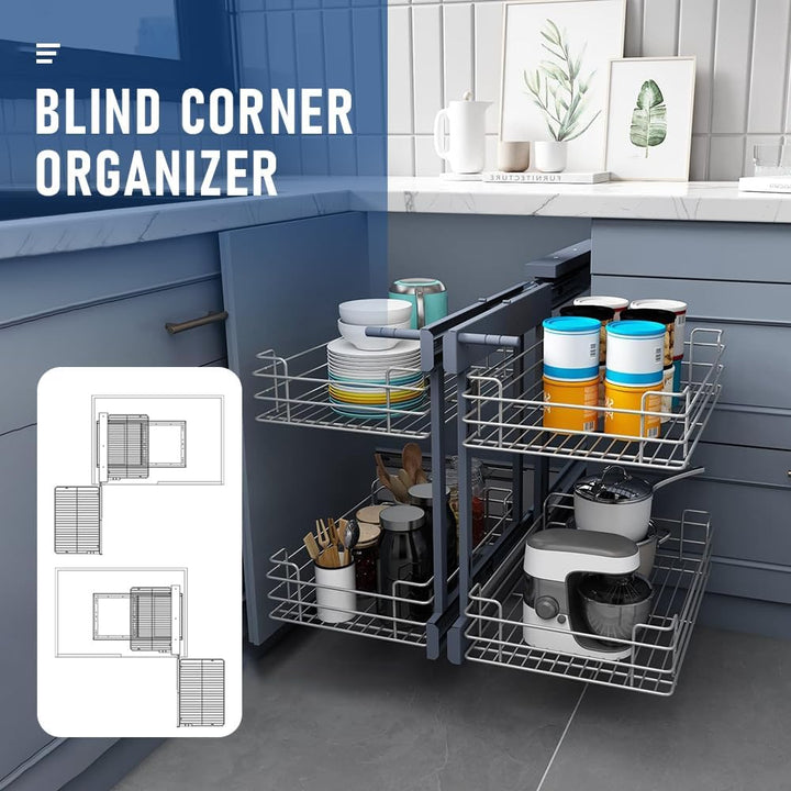 Robust Carbon Steel Blind Corner Cabinet Pull Out Shelf – Zevora