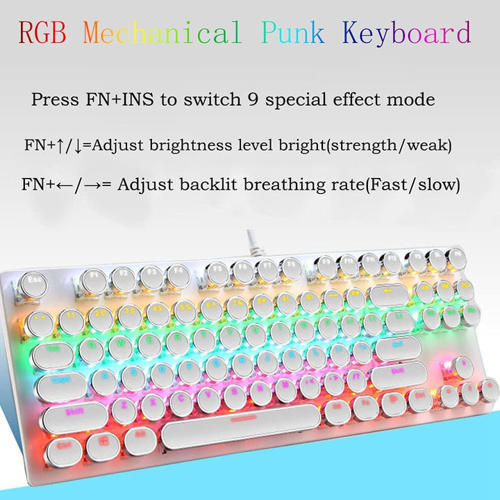 87-Key Mechanical Gaming Keyboard RGB Backlit Blue Switch