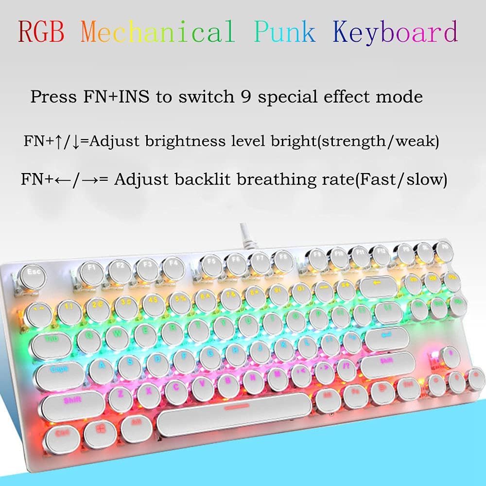 87-Key Mechanical Gaming Keyboard RGB Backlit Blue Switch
