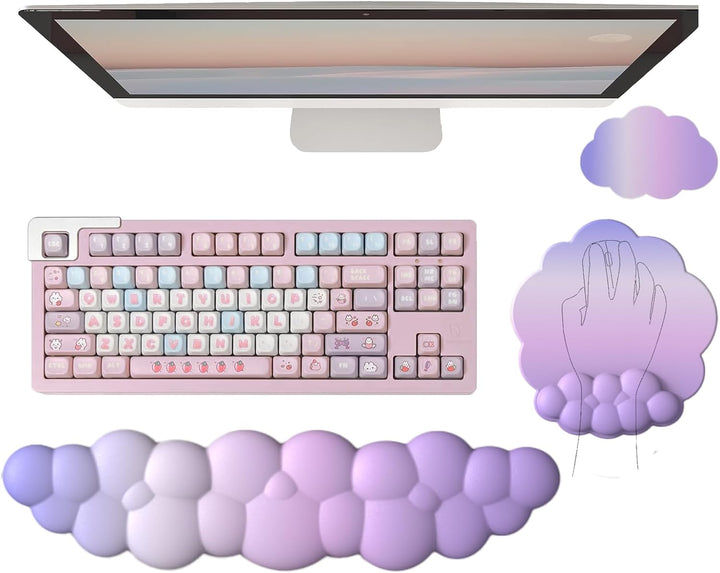 Cloud-Shaped Ergonomic Wrist Rest Set with Mouse Pad & Coaster – Zeyora