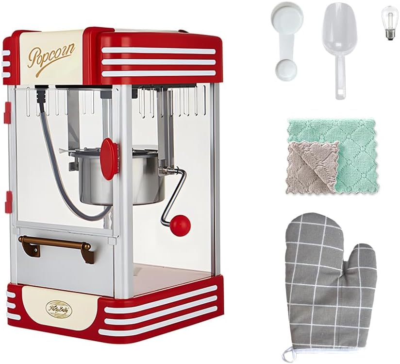Retro Red Electric Tabletop Popcorn Maker with Timer – Calvano