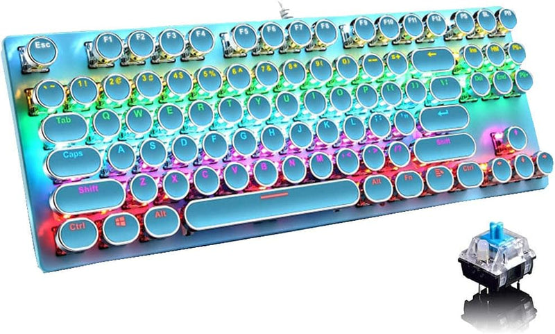 87-Key Mechanical Gaming Keyboard RGB Backlit Blue Switch
