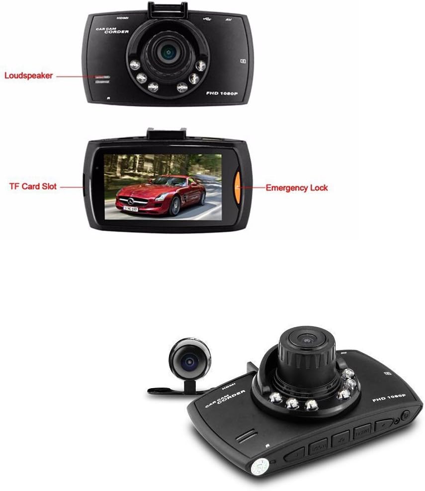 Dual Lens Car Dash Cam G30 2.7" LCD Full HD 1080P with G-Sensor