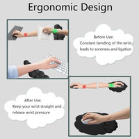 Cloud-Shaped Ergonomic Wrist Rest Set with Mouse Pad & Coaster – Zeyora