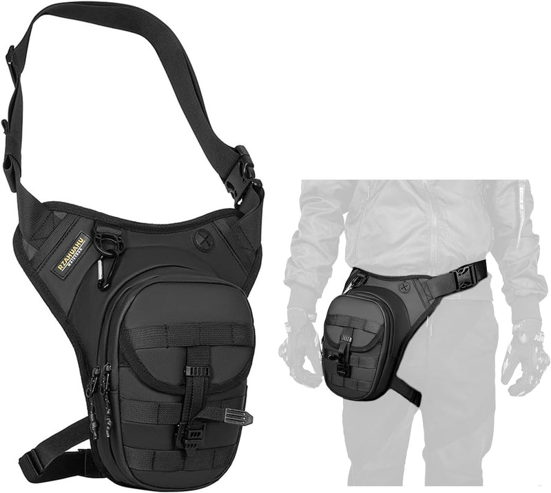 Tactical Motorcycle Leg Bag with Waterproof EVA Shell & Expandable Storage