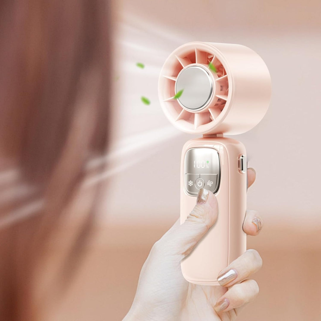 Portable Foldable Handheld Fan with LED Display 100 Speeds
