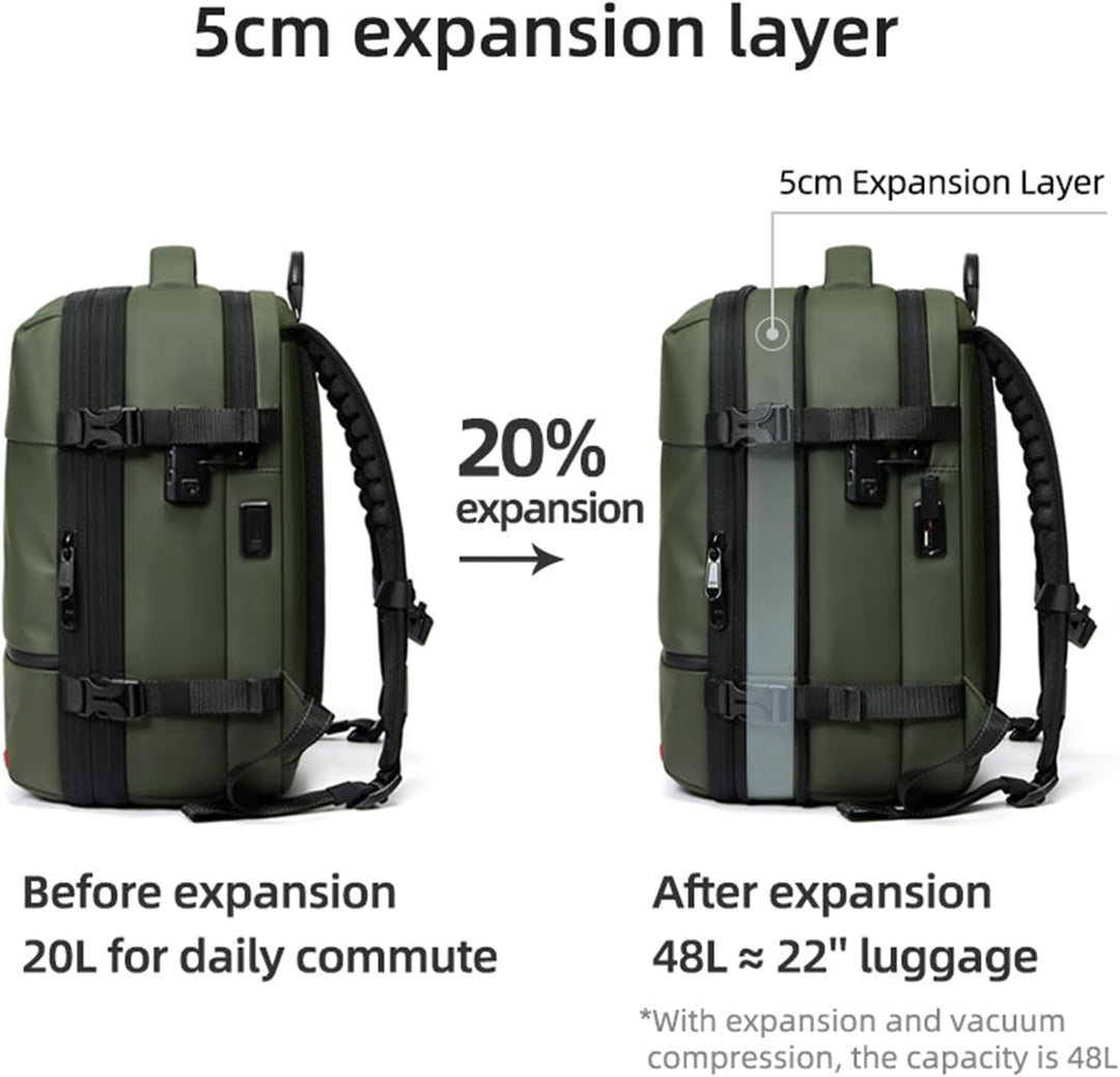 Expandable & Waterproof Travel Backpack with Vacuum Compression – Arvid