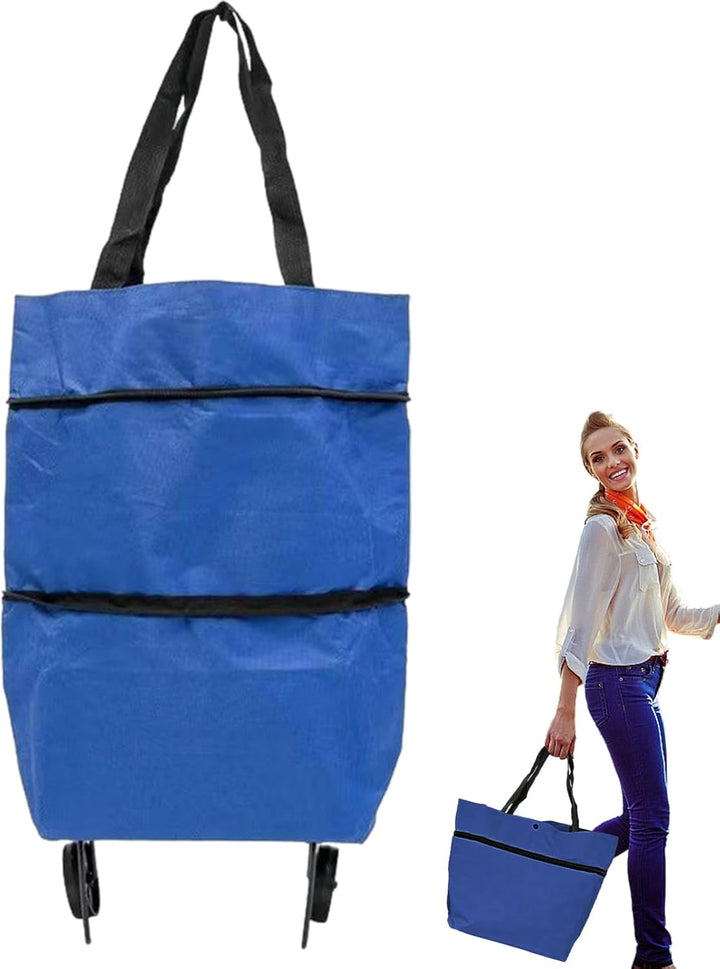 Large Capacity Foldable Shopping Bag with Wheels Reusable Cart Tote (1+1 FREE) – Veytra